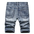 thumbnail image 4 of Zipper Elastic Slim Casual Denim Shorts Play Wrap Ripped Men's Mid-length Pants, 4 of 6