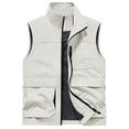 thumbnail image 2 of GrmtClth Men's Multi Storage Pocket Casual Vest Stand Collar Zip Closure Lightweight Mesh Lined Breathable Outdoor Sports Waistcoat White L, 2 of 6