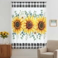 thumbnail image 3 of Sunflower Sheer Curtains 63 Inches Long, Yellow Floral Black Plaid Eucalyptus Leaves Light Filering Curtains, Breathable Simi Curtain Privacy Drapes for Living Room Bedroom Window Treatment, 3 of 9
