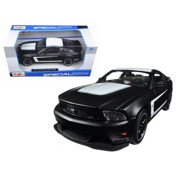 Matt Black and White 2012 Ford Mustang Boss 302 1/24 Diecast Model Car by Maisto