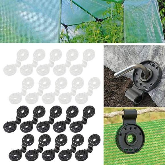 Clips resistentes para tela de sombra, clips redondos de plástico con agarre de bloqueo en blanco y negro para redes y telas de sombra, paquete de 10 negros y paquete de 10 blancos,