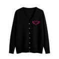 thumbnail image 2 of GUZOM Sweaters Womens Acrylic V-Neck Cardigan with Pink Heart Wings, Loose Fit S-XXXL, Black - Casual Everyday Office Layering Wear,Size S, 2 of 5