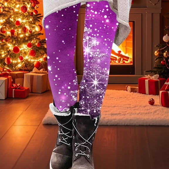 Hueook Warm Leggings for Women Womens Christmas Fashion Printed Leggings Yoga Casual Pants Leggings Multicolor 2X