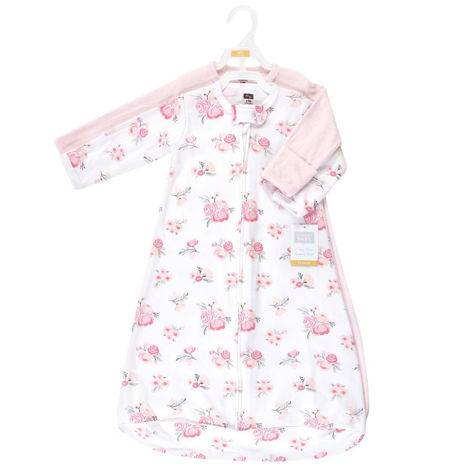 Hudson Baby Infant Girl Cotton Long-Sleeve Wearable Sleeping Bag, Sack, Blanket, Basic Pink Floral, 18-24 Months