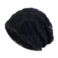 thumbnail image 3 of Elástico Slouchy Beanie Hat Headwear Skin Friendly Turban Hat Baggy Skull Cap Elegante diadema Hat Lightweig, ht Sleep Bonnet para damas de invierno , negro Colco Gorro holgado, 3 of 7