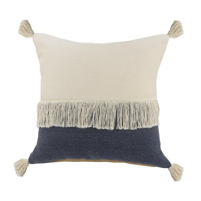 LR Home PILLO07660VINFFPL Fringe Festival Blue Color Block Square Throw Pillow - 20 x 20 in.
