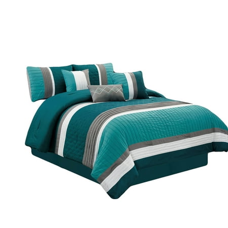 11 Pc Quinn Embossed Diamond Square Pleated Stripe Comforter