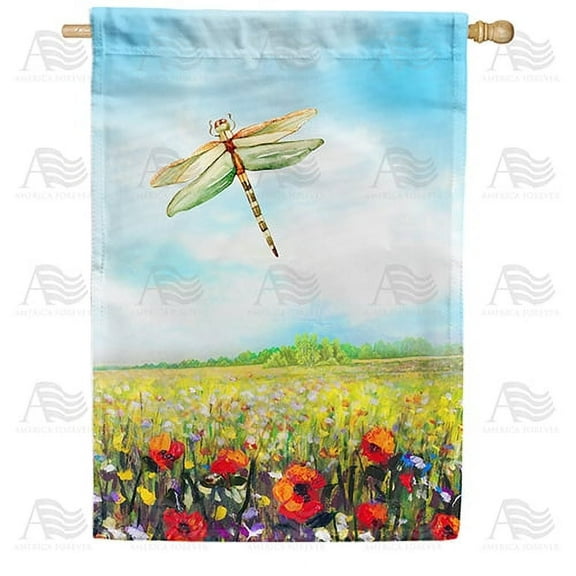 America Forever Spring Dragonfly House Flag 28 x 40 inches Double Sided Hello Spring, Summer Flower - Seasonal Yard Lawn Outdoor Decorative Summertime House Flag