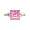 thumbnail image 2 of 3.5ct asscher cut pink Zircon 18k yellow gold 3 stone Bridal Wedding Engagement Promise Anniversary Ring for Women size 8.75, 2 of 7