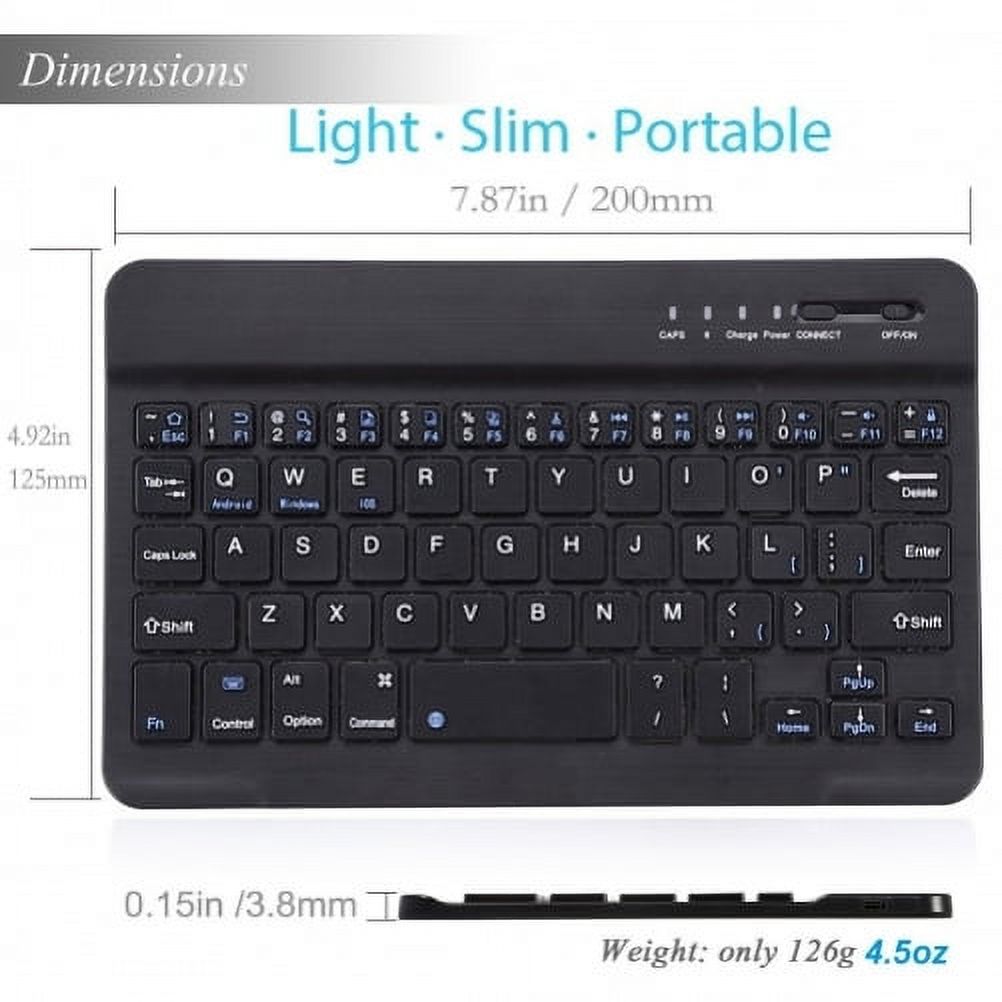 Ultra Slim Wireless Keyboard Rechargeable Portable Compact K1Z for Lenovo Moto Tab (10.1) - LG G5, K40 K7 K10, V20, G6, Q6, V30, K30, G Pad X8.3 F 8.0, V50 ThinQ 5G, V40 ThinQ, V35 ThinQ - image 4 of 6