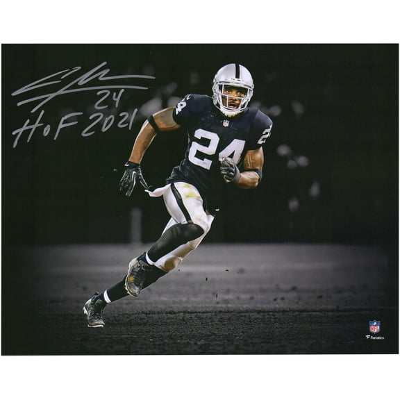Charles Woodson Oakland Raiders Autographed 11" x 14" Spotlight Photograph with "HOF 21" Inscription - Fanatics Authentic Certified