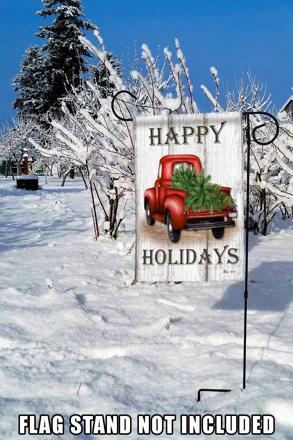 Toland Home Garden Red Truck Holidays Winter Christmas Flag Double Sided 12x18 Inch - image 4 of 5