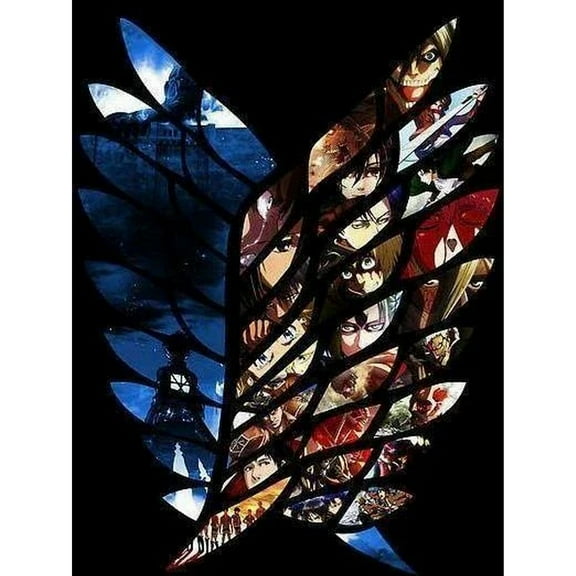Attack on Titan Diamond Painting Set (for Adults) 5D DIY Anime Diamond Art Set (for Beginners) Round Full Diamond Diamond Painting Gem Art Crafts (suitable for home wall decoration gifts)
