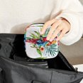 thumbnail image 6 of Sanitary Napkin Storage Bag for Girls Women, Portable First Period Pads Bag Tampons Holder Girls Travel Makeup Bag, Large Capacity Watercolor Parrot Tropical Plant Leaf Pattern, 6 of 6