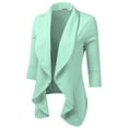 thumbnail image 2 of Doublju Women's Lightweight Thin 3/4 Sleeve Open Front Blazer with Plus Size, 2 of 4
