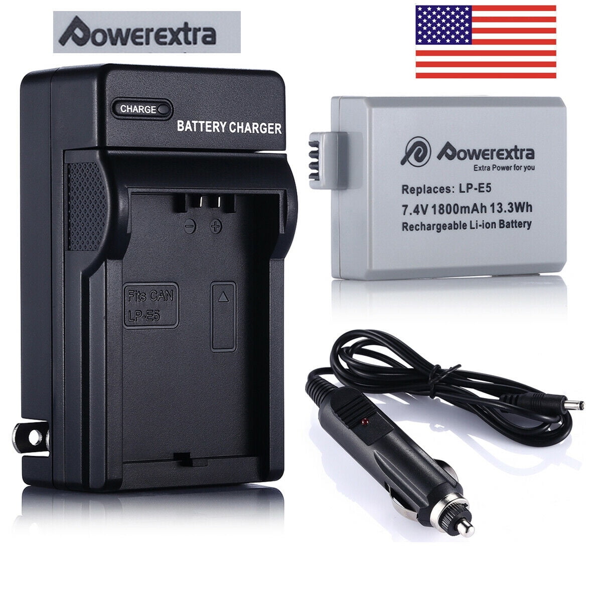 2X Battery LP-E5+charger for Canon EOS 450D 500D 1000D Kiss X2 X3 Rebel T1i XS 