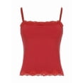 thumbnail image 3 of Tank Top for Women Adjustable Spaghetti Strap Camisole Cropped Lace Trim- Y2K Going Out Tops Summer Red S, 3 of 9