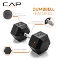 thumbnail image 3 of Mancuerna CAP Barbell de 55 lb con recubrimiento de goma y hexágonos cromados, 3 of 6