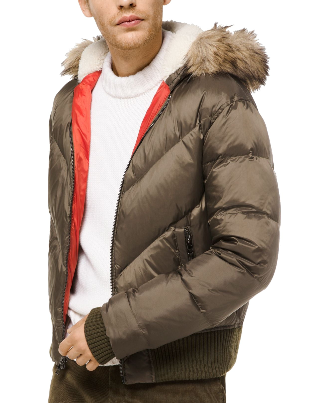 Michael Kors - Mens Jacket Large Hoodeded Quilted Down L - Walmart.com ...