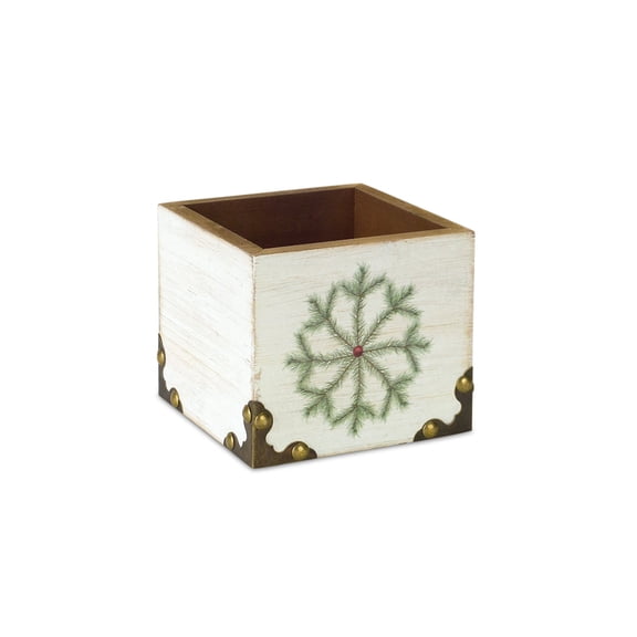 Melrose Snowflake Christmas Storage Box - 4.5" - White and Green