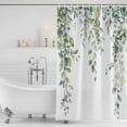 thumbnail image 4 of Green Eucalyptus Leaf Waterproof Fabric Shower Curtain,Spring Botanical Leaves Floral Waterproof Fabric Shower Curtain for Bathroom Curtains Bathtubs Shower Curtains with 12 Hooks Extra Long 72x96, 4 of 8