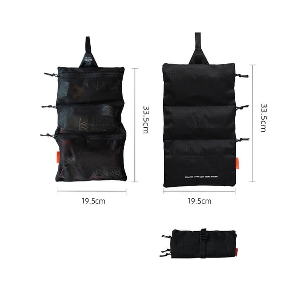 Hanging Toiletry Bag, Lightweight Roll-Up Travel Organizer with 3 Mesh Zipper Compartments, Water-Resistant Makeup Storage for Camping & Travel