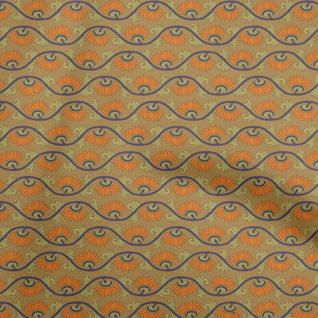 oneOone Silk Tabby Orange Fabric Floral Craft Projects Decor Fabric Printed By The Yard 42 Inch Wide
