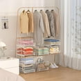 thumbnail image 3 of 2-Tier Sliding Stackable Closet Organizers and Drawer Storage Shelves - Stackable Storage Drawers for Jeans, Pants, and Sweaters - Kitchen Drawer Organizer,Wardrobe Clothes Organizer-White, 3 of 9