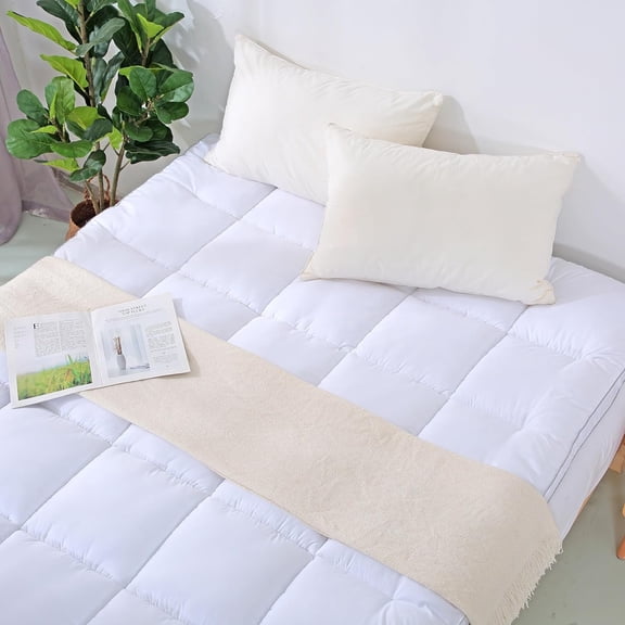 Queen Size Microfiber Mattress Topper with Cooling Technology and Deep Pocket Design for Enhanced Sleep Comfort