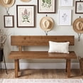 thumbnail image 5 of Finmind Solid Wood Bench with Back, 47" Farmhouse Indoor Bench Seat for Entryway,  Rustic Brown, 5 of 9