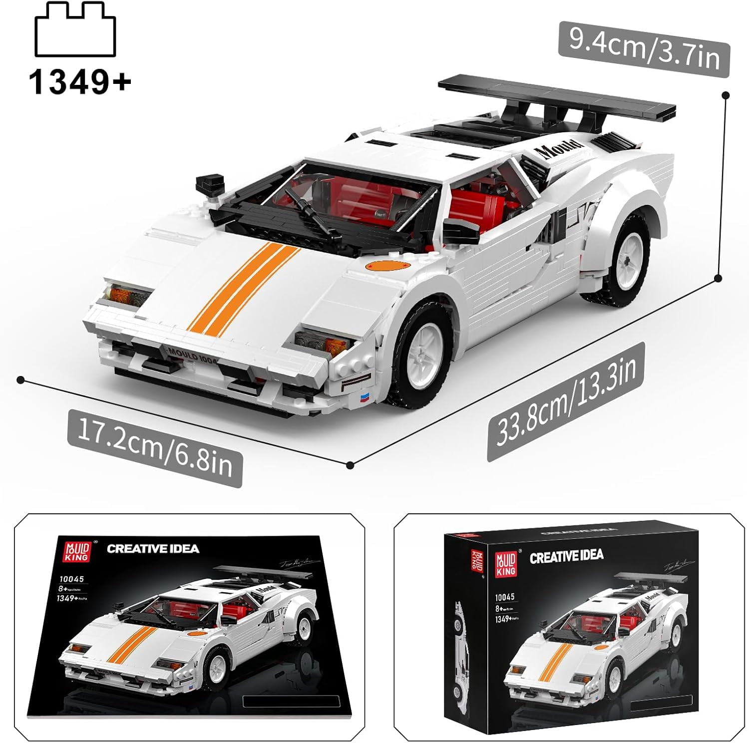 Classic Super Sports Car Building Blocks Kit, MOC Racing Car Model Replica Building Set, Collectible Set to Build, 1349 Pieces