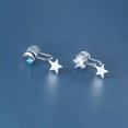thumbnail image 5 of K-KED 925 Sterling Solid Silver Star Drop No Piercing Earrings, 5 of 6