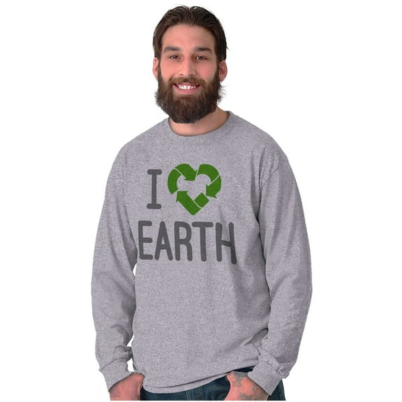 I Love Earth Reduce Reuse Recycle Plus Size Long Sleeve Graphic Tee Shirt Brisco Brands 2X