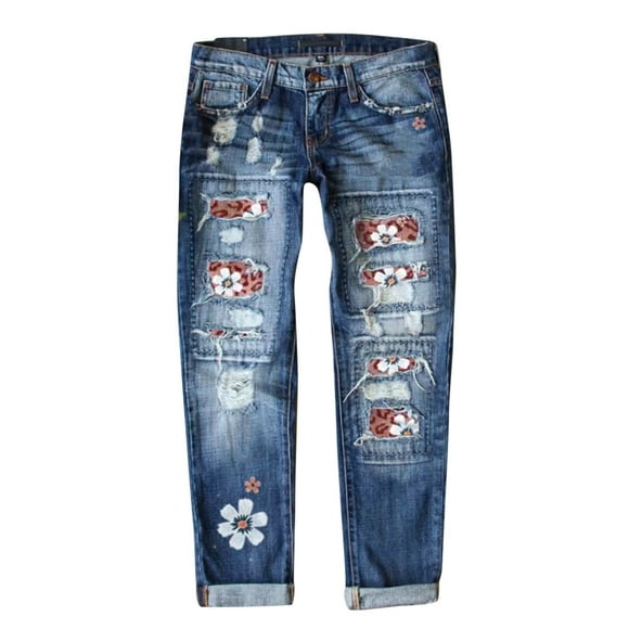 2025 Women Casual Denim Trousers No Riders inseam Stays Straight Leg Pants Mid Jean Pants for Women Cut Up Waist Blue