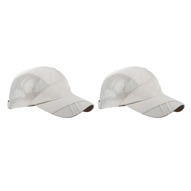 Qarigey Men Hat Clothing Accessory Sunshade Adjustable Mesh Drying Outdoor Summer Breathable Headgear Baseball Quick Sport Caps Beige 2piezas