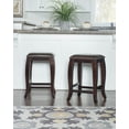 thumbnail image 2 of Linon San Francisco Backless Wood Counter Stool, 24" Seat Height, Wenge Finish Finish with Brown Fabric, 2 of 5
