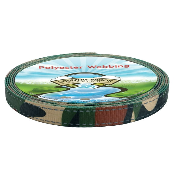 Country Brook Design - Reflective Woodland Camo HD Polyester Webbing (5/8 Inch, 10 Yards)