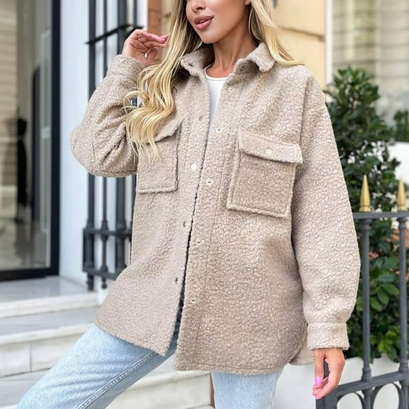 Sakmal Barn Jackets for Women 2025 Beige Fleece Coat Outerwear Women Jackets Fall S