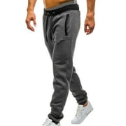 Men'S Casual Solid Jogging Elastic Mid Waisted Sports Pants With Pockets Tracksuits