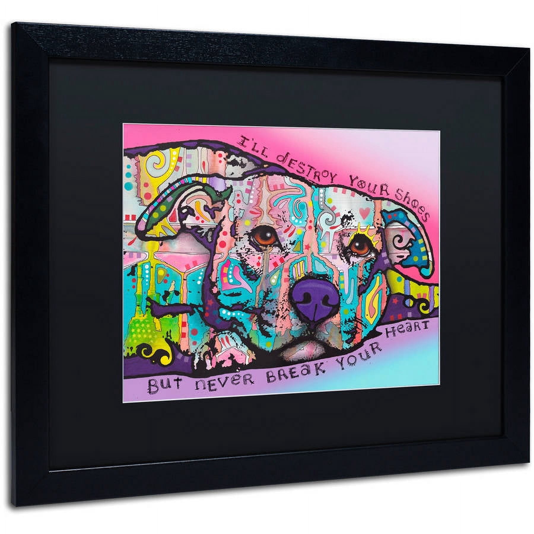 Trademark Fine Art "Never Break Your Heart" Canvas Art by Dean Russo, Black Matte, Black Frame