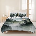 thumbnail image 3 of Quilts Full Size Bedding Set, Green Black Mountain Lightweight Quilted Comforter, Forest Pine Trees Abstract Art Soft Reversible Bedspread Coverlet with Pillow Covers for All Season, 78" x 90", 3 of 9