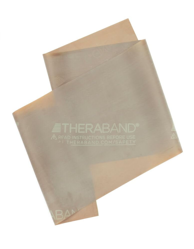 THERABAND Resistance Band, Tan, Extra Light, 50-Yard Roll, Elastic Band for Strength Training, Stretching, Yoga, Pilates, Physical Therapy, Portable & Cut-to-Length, Color-Coded Levels