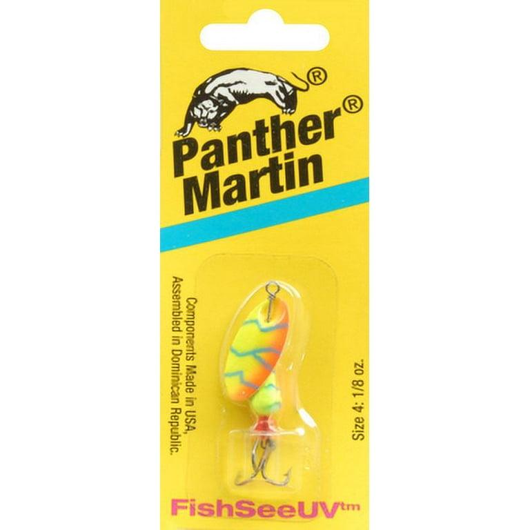 Panther Martin PMUV_4_COB FishSeeUV Fishing Spinner Lure -  Chartreuse/Orange/Blue - 4 (1/8 oz)