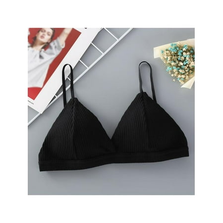 

Topumt Women Triangle Cup Sexy Thread Cotton V-Neck Bra