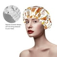thumbnail image 2 of Kdxio Autumn Harvest Gnomes Print Shower Cap for Women,Elastic and Reusable,Double Waterproof Layers Bathing Hat, 2 of 6