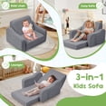 thumbnail image 2 of Babyeap 3-in-1 Kids Sofa,Toddler Sofa Bed Fold Out,Comfy Kids Couch,Convertible Baby Chair for Girls and Boys,Light Gray, 2 of 11