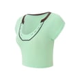 thumbnail image 5 of Franhais Women Summer Causual T-shirt, Short Sleeve U Neck Contrast Color Crop Top, 5 of 9