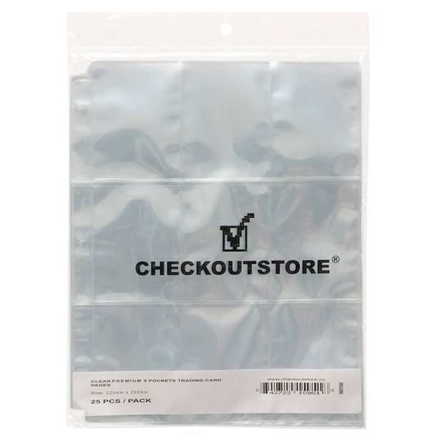 25 Checkoutstore 9 Pocket Trading Card Page Protectors Holds 18 Cards Back To Back Clear Double Sided Walmart Com Walmart Com