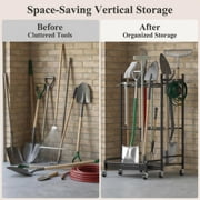 UNTIMATY Garden Tool Organizer with Wheels Garage Tool Rack with Hooks and Shelves Rolling Yard Tool Storage for Garage Shed Workshop