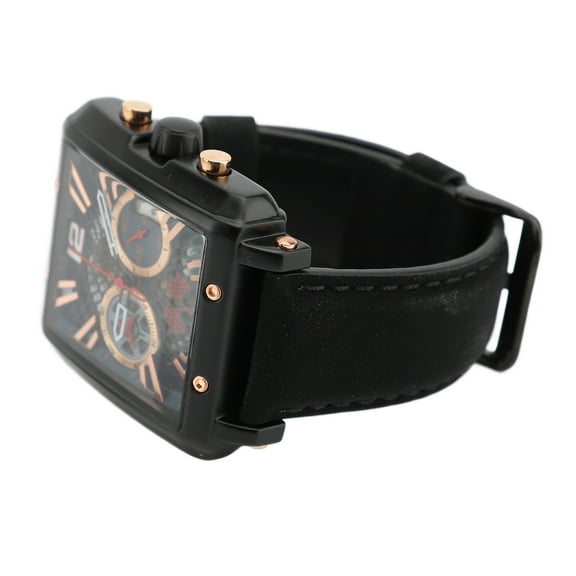 Analog Chronograph Business Watch Mechanical Style Men's Watch with 30m Water and PU Leather Strap for Formal and Informal Occasions